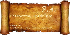 Petrovszky Antónia névjegykártya